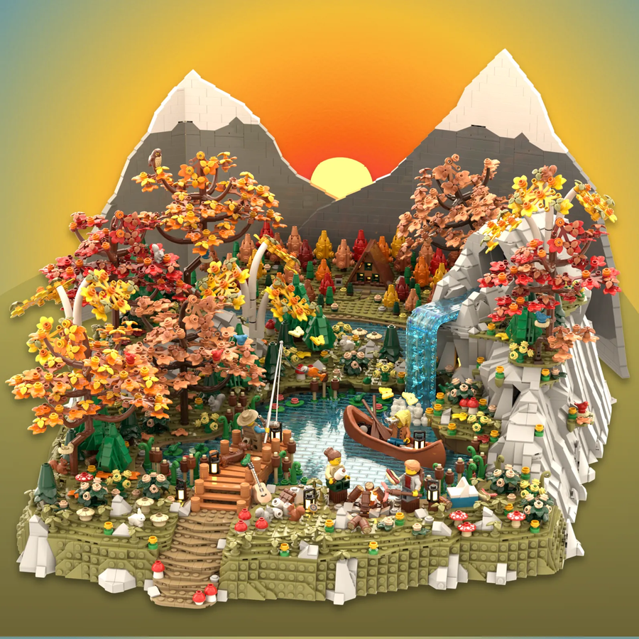 LEGO Ideas A Frame Cabin challenge Sunset at Topaz Falls 1