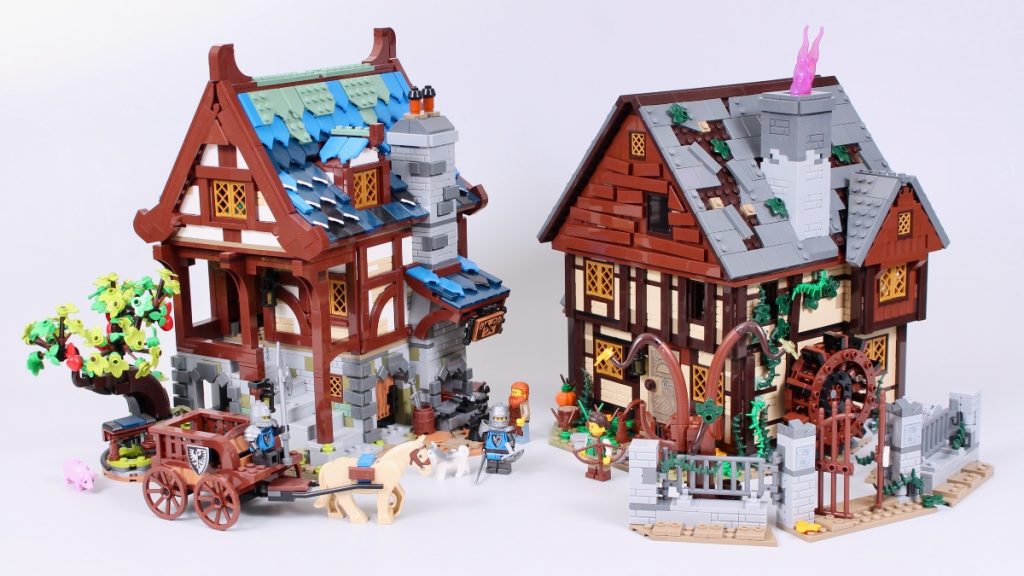 LEGO Ideas 21325 Medieval Blacksmith 21341 Disney Hocus Pocus The Sanderson Sisters Cottage comparison featured 2 1024x576