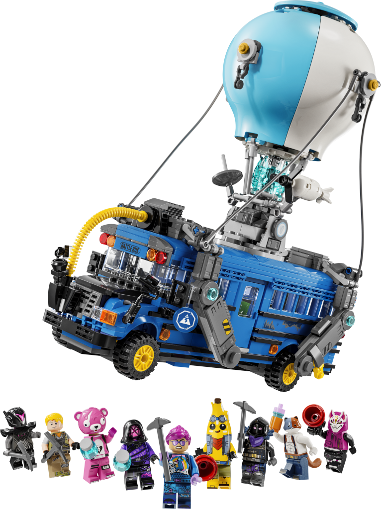 LEGO Fortnite 77073 Battle Bus contents 766x1024