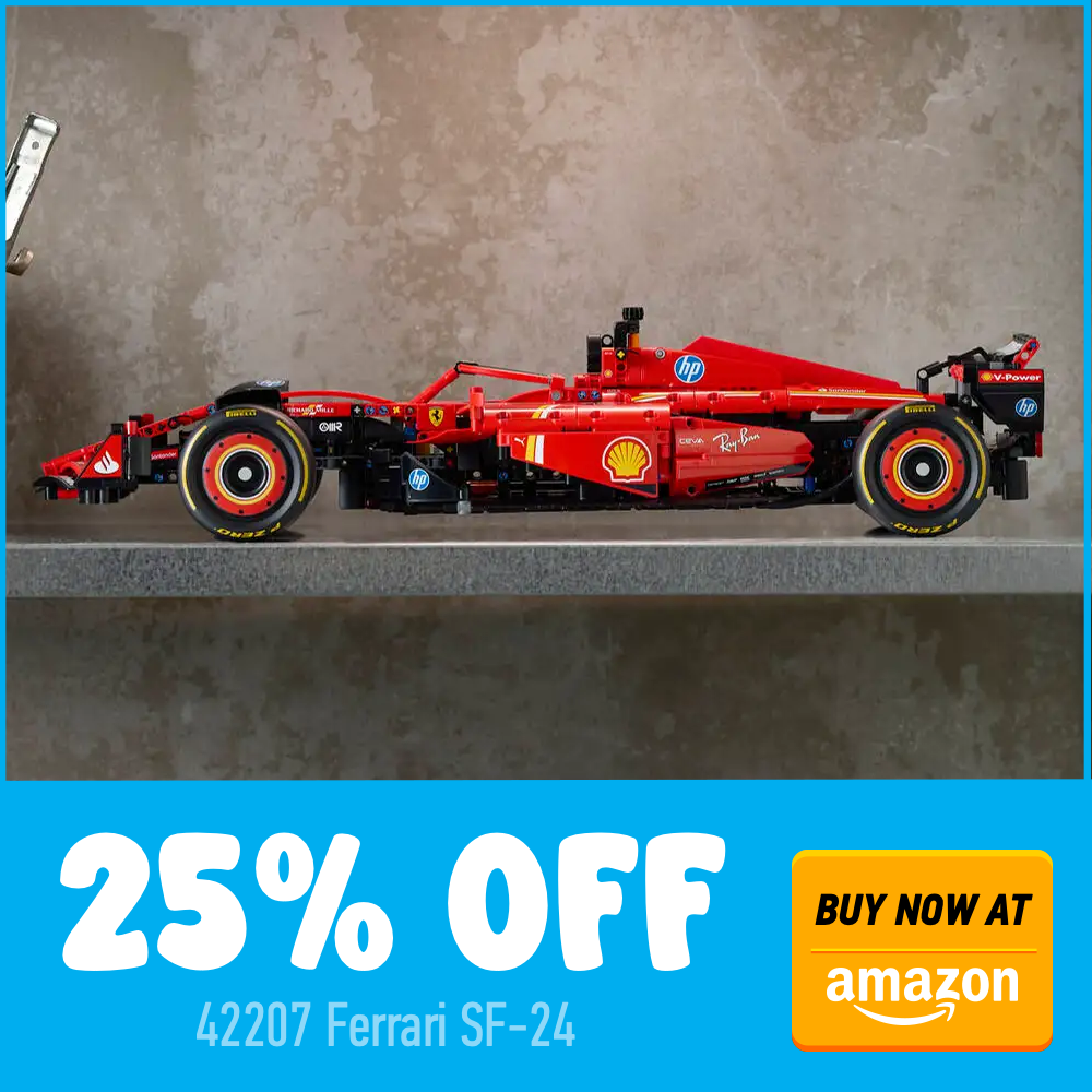 LEGO Technic 42207 Ferrari SF 24 Amazon 25 off deal card
