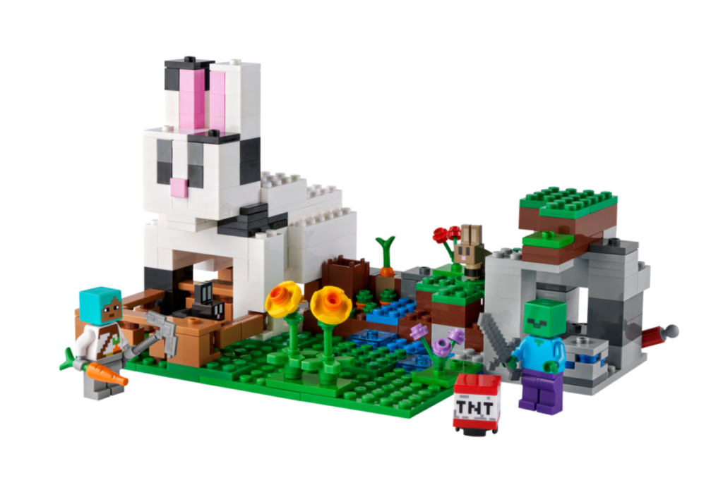 LEGO Minecraft 21181 The Rabbit Ranch contents 1024x681