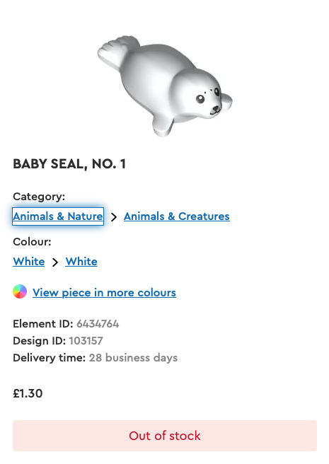 LEGO Pick a Brick Baby Seal