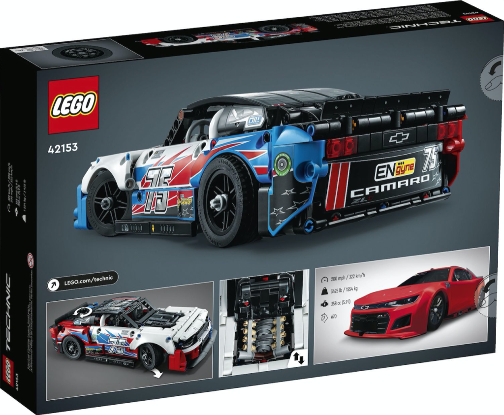 LEGO Technic 42153 NASCAR Next Gen Chevrolet Camaro ZL1 box back 1024x843