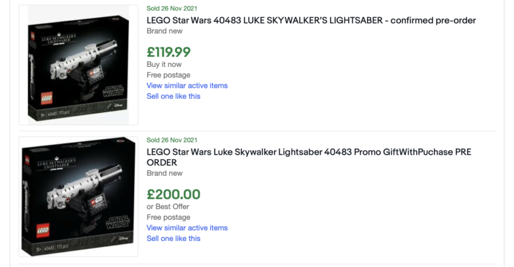 LEGO Star Wars 40483 Luke Skywalkers Lightsaber eBay UK 1024x532
