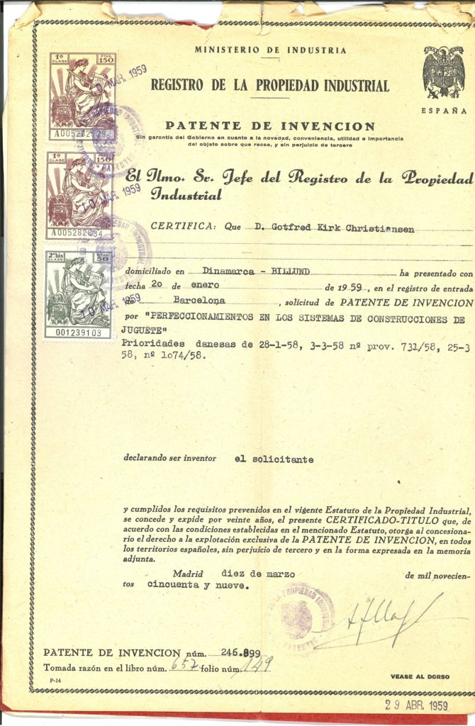LEGO Brick Patent Spain