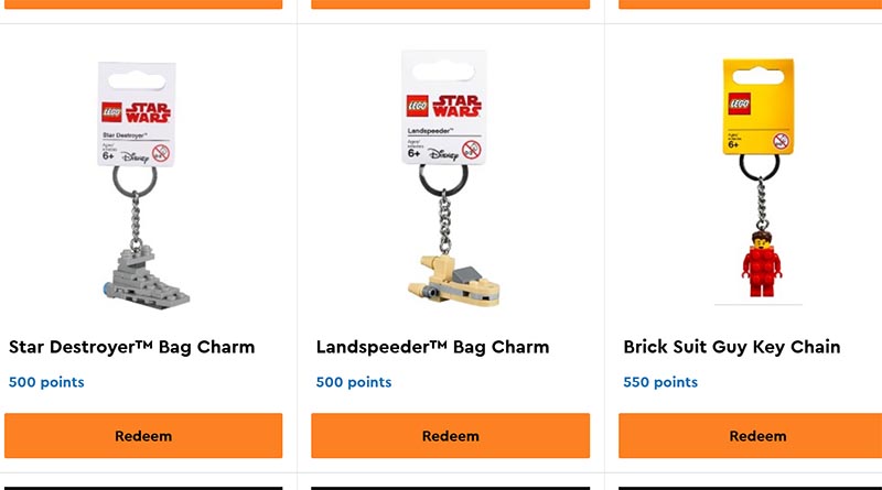 LEGO key chains added to the VIP Reward Centre