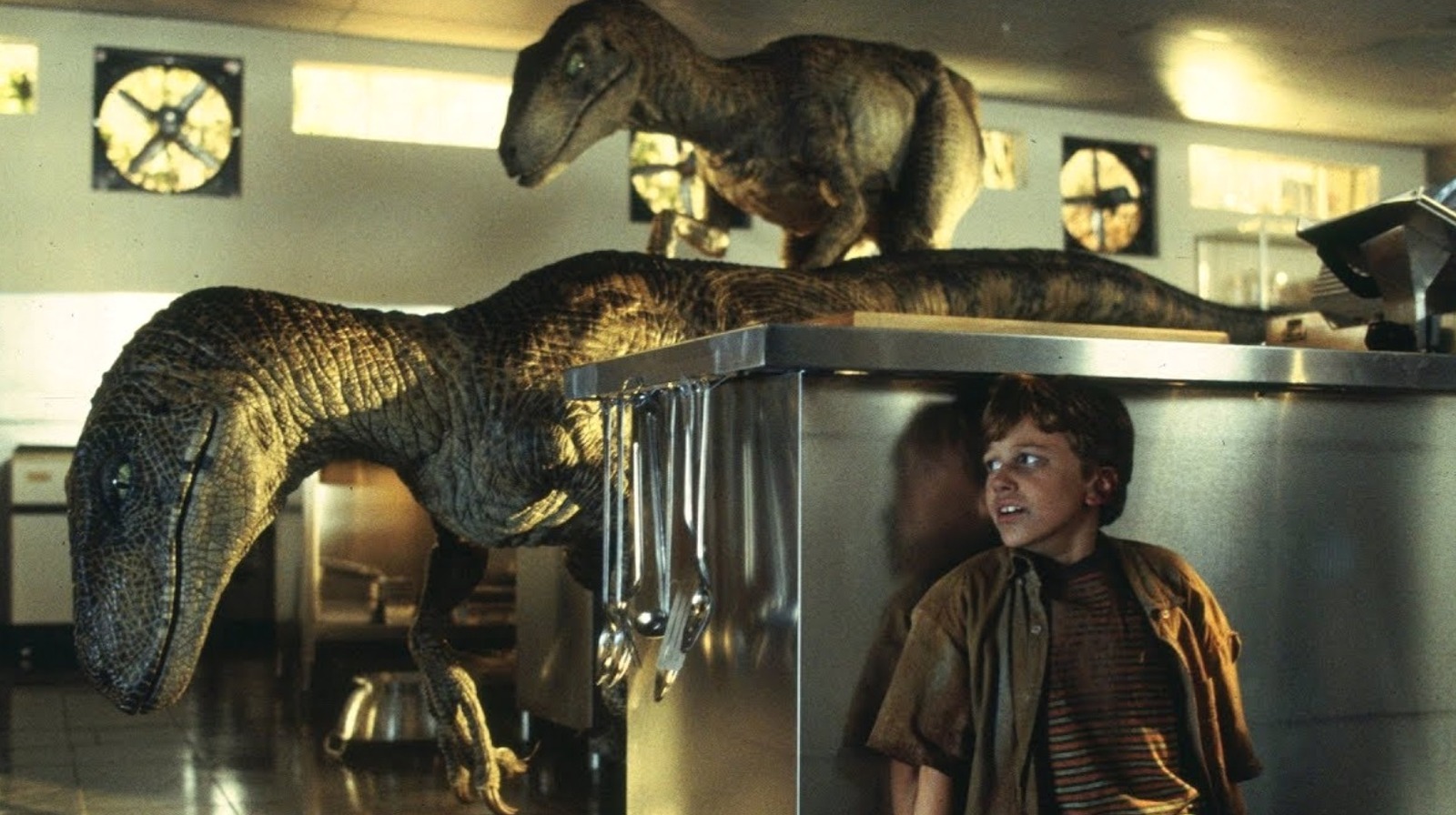 Jurassic Park Velociraptor kitchen scene