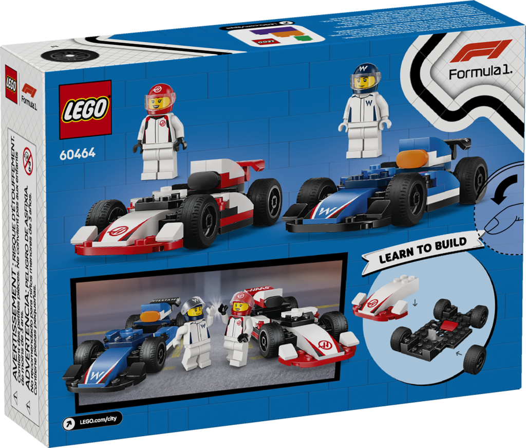 LEGO City 60464 F1 Williams Racing Haas F1 Race Cars box back 1024x871